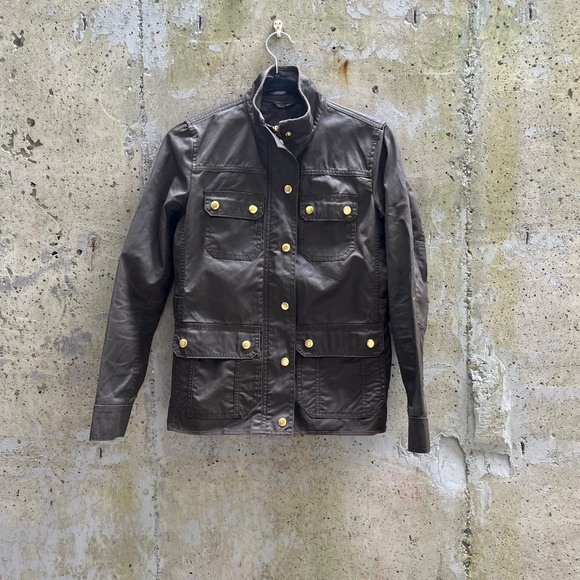 J. Crew Downtown Field Jacket, Olive Green w/ Gold Hardware, Size XXS - Picture 4 of 14